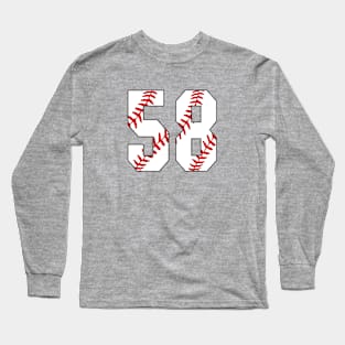 Baseball Number 58 #58 Baseball Shirt Jersey Favorite Player Biggest Fan Long Sleeve T-Shirt